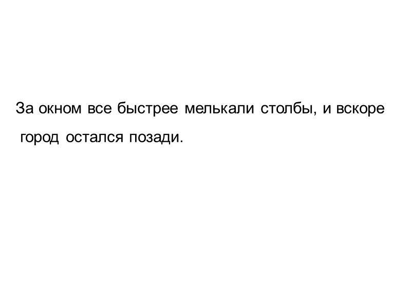 За окном все быстрее мелькали столбы, и вскоре  город остался позади.